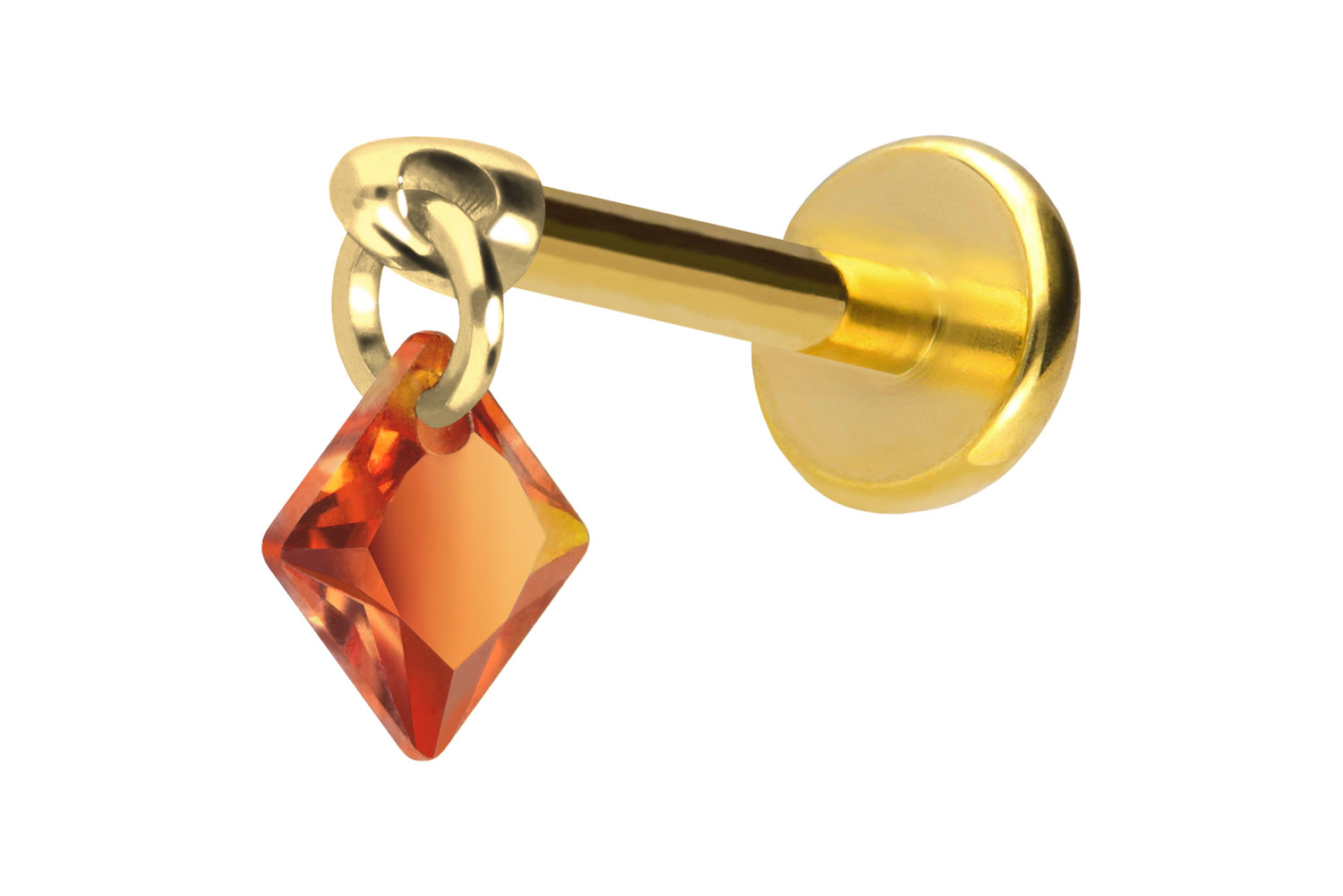 Titan Labret Piercing mit Push Fit KRISTALLQUADRAT